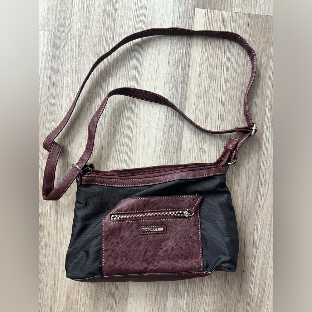 Roots Burgundy and Black Bag
